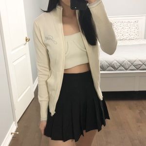 Y2K Guess Cream Zip Up Sweater